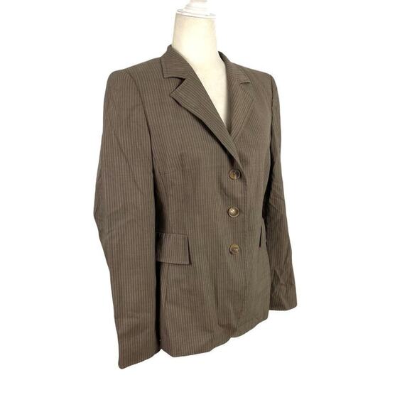 Akris Punto Womens Single-Breasted Micro Striped Wool Blazer Size 8 - Picture 6 of 16